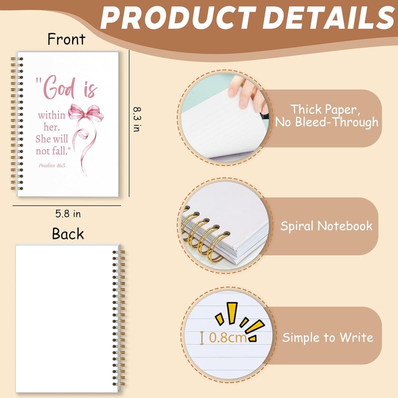 KIDEAR Christian Journal for Women, Prayer Notebook for Bible Study Notes,Cute Pink Bow Faith Journal,Coquette Preppy Christian Gifts for Teen Girls,Church Note Bible Study Supplies - A03 - Image 2